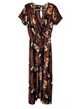 5/$50 Purple Floral Wrap Maxi Dress with Tie Waist